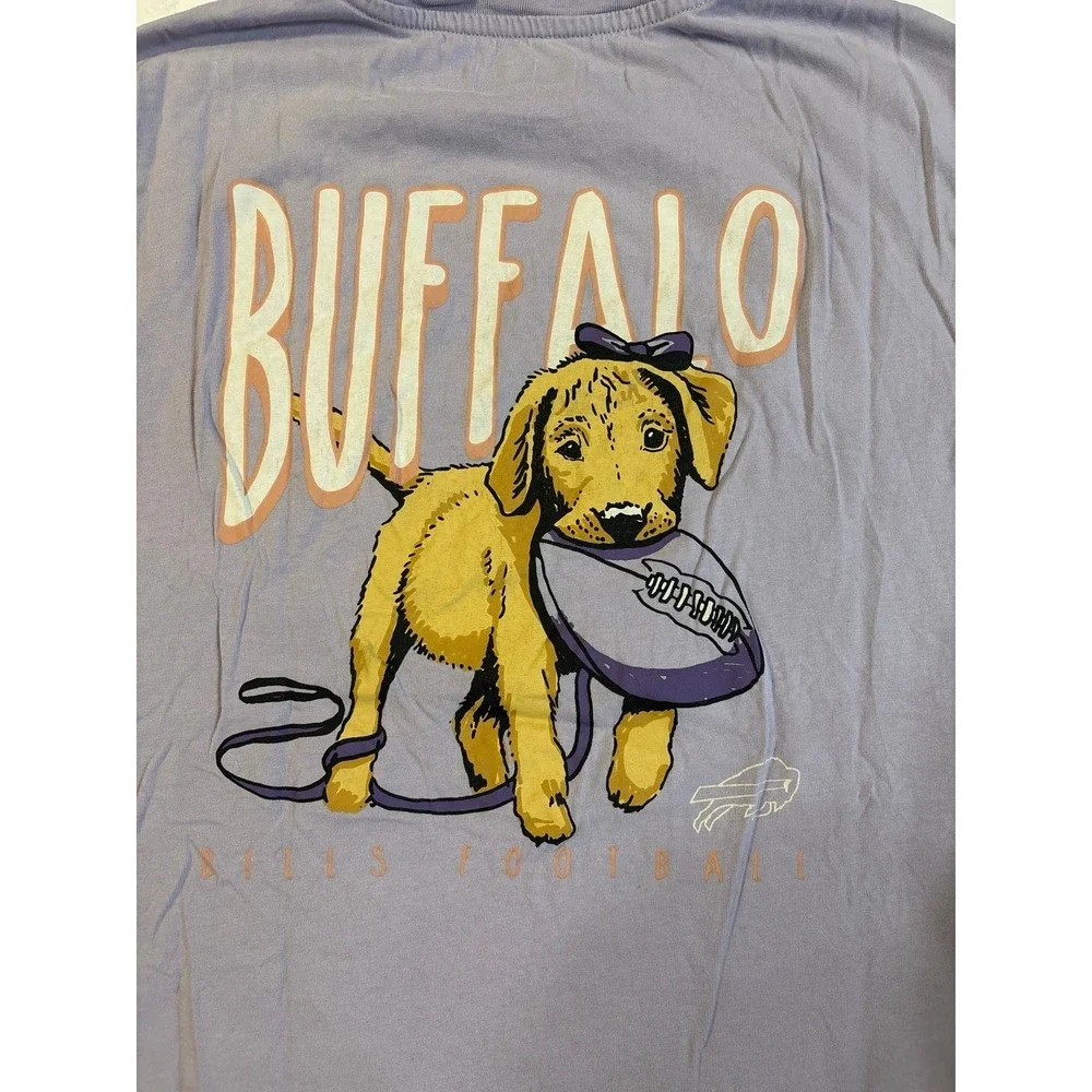 Buffalo Bills NFL Team Apparel Lavender Purple Labradoodle Pocket Tshirt (Large)